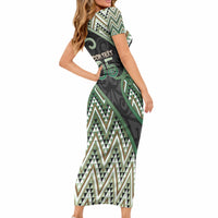 Custom Aotearoa Atua Papatuanuku Short Sleeve Bodycon Dress Earth Mother Father Koru Patterns DT05 - Polynesian Pride