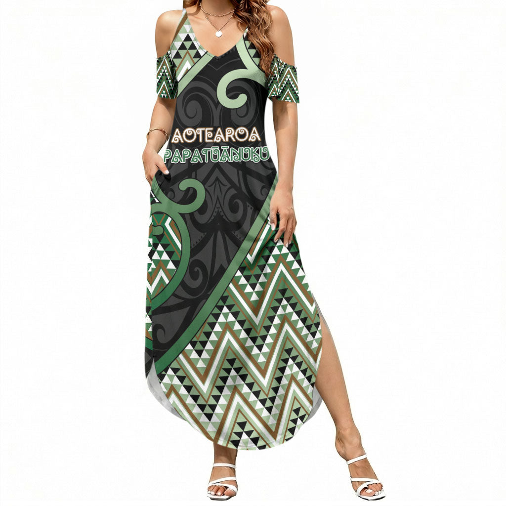 Custom Aotearoa Atua Papatuanuku Summer Maxi Dress Earth Mother Father Koru Patterns