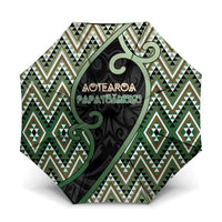 Aotearoa Atua Papatuanuku Umbrella Earth Mother Father Koru Patterns DT05 One Size Folded 11.42 inch Opened Diameter 37.4 inch Green - Polynesian Pride