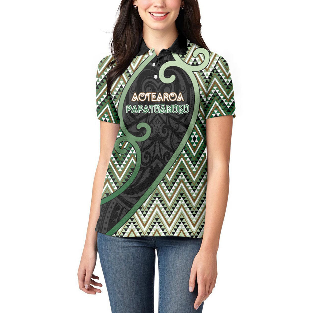 Custom Aotearoa Atua Papatuanuku Women Polo Shirt Earth Mother Father Koru Patterns DT05 - Polynesian Pride