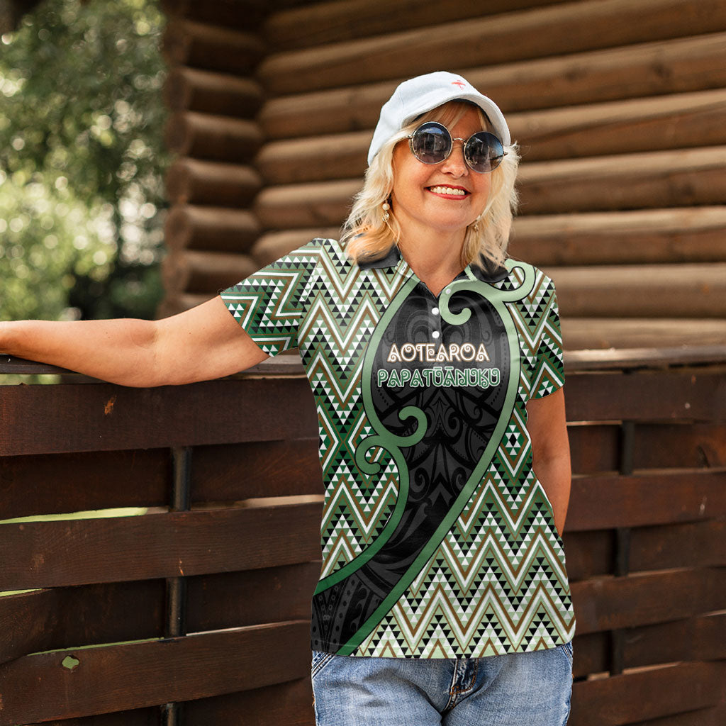 Custom Aotearoa Atua Papatuanuku Women Polo Shirt Earth Mother Father Koru Patterns DT05 - Polynesian Pride