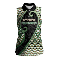 Custom Aotearoa Atua Papatuanuku Women Sleeveless Polo Shirt Earth Mother Father Koru Patterns DT05 Female Green - Polynesian Pride