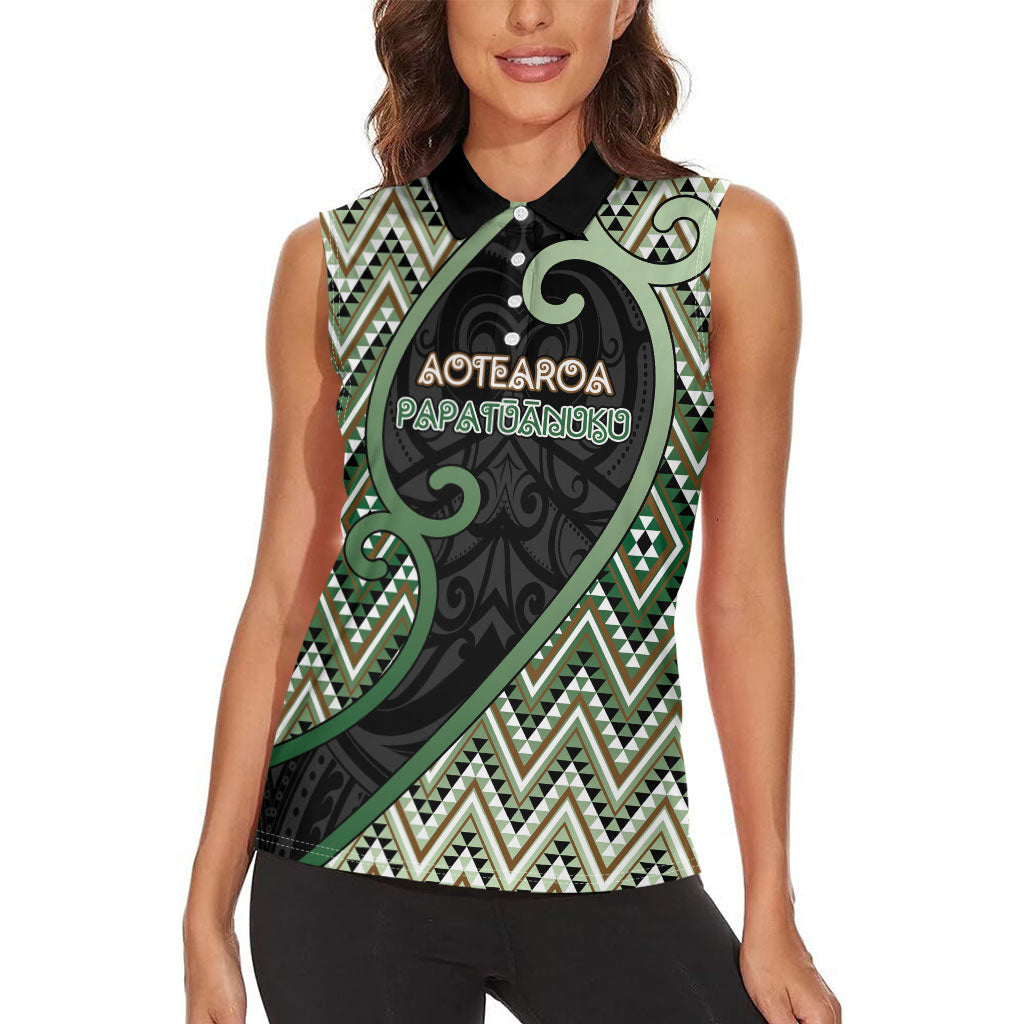 Custom Aotearoa Atua Papatuanuku Women Sleeveless Polo Shirt Earth Mother Father Koru Patterns DT05 - Polynesian Pride