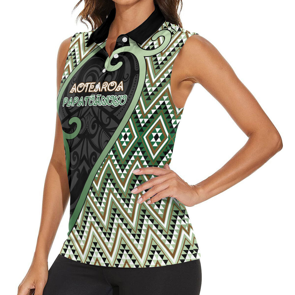 Custom Aotearoa Atua Papatuanuku Women Sleeveless Polo Shirt Earth Mother Father Koru Patterns DT05 - Polynesian Pride