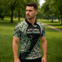 Custom Aotearoa Atua Papatuanuku Zipper Polo Shirt Earth Mother Father Koru Patterns DT05 - Polynesian Pride