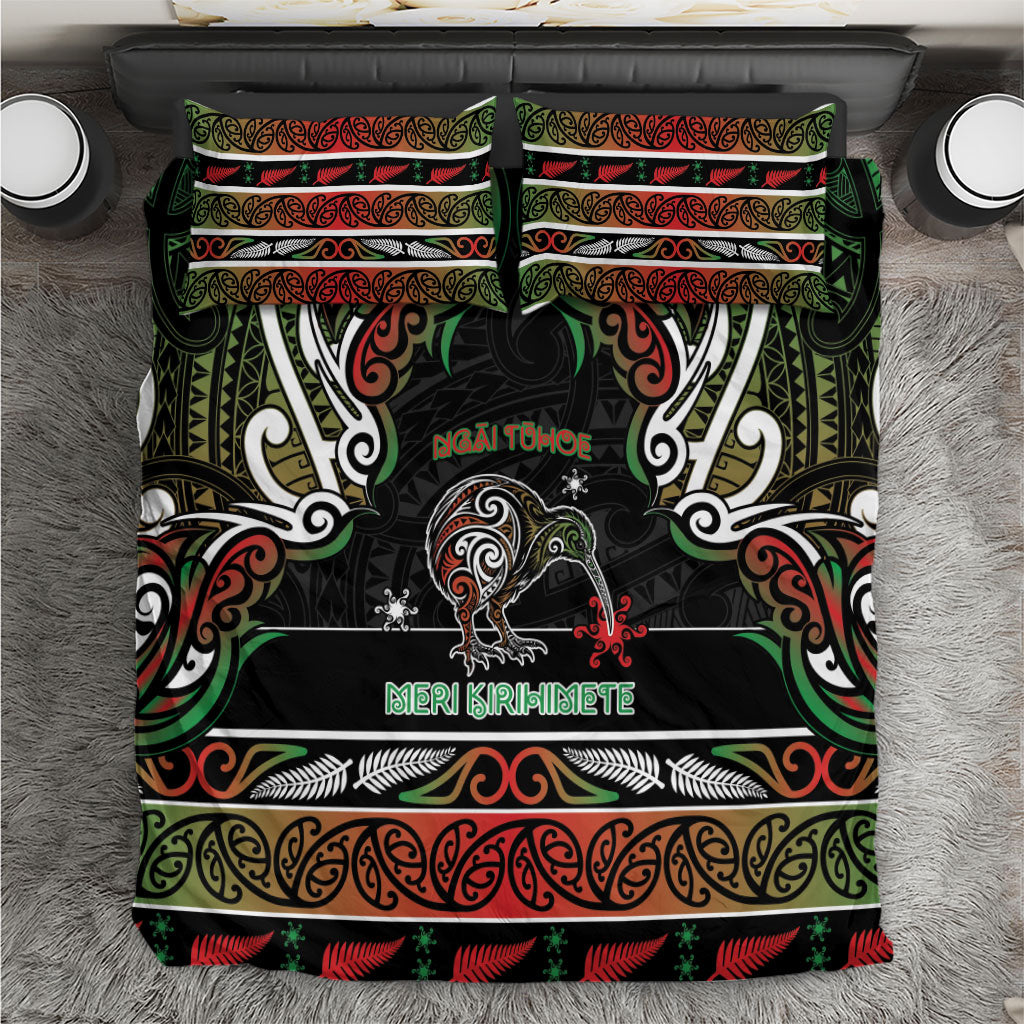 Ngai Tuhoe Aotearoa Meri Kirihimete Bedding Set Maori Kiwi Bird Silver Fern Koru Pattern DT05 Multicolor - Polynesian Pride