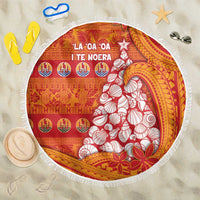 French Polynesia Christmas Beach Blanket Seashell Xmas Tree Tribal Waves DT05 One Size 150cm Orange - Polynesian Pride
