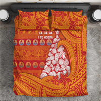 French Polynesia Christmas Bedding Set Seashell Xmas Tree Tribal Waves DT05 Orange - Polynesian Pride