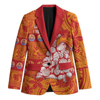 French Polynesia Christmas Blazer Seashell Xmas Tree Tribal Waves DT05 Unisex Orange - Polynesian Pride