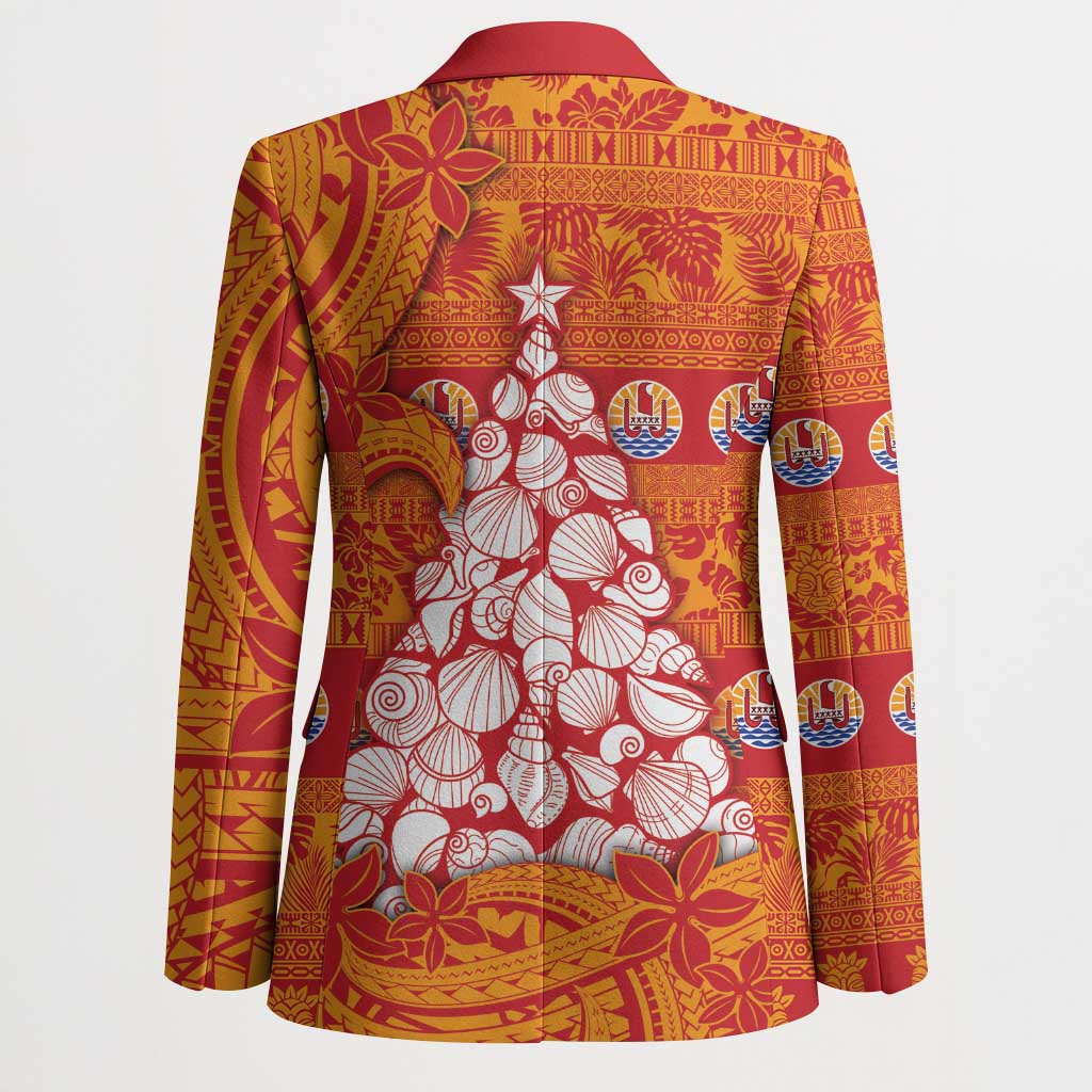 French Polynesia Christmas Blazer Seashell Xmas Tree Tribal Waves DT05 - Polynesian Pride