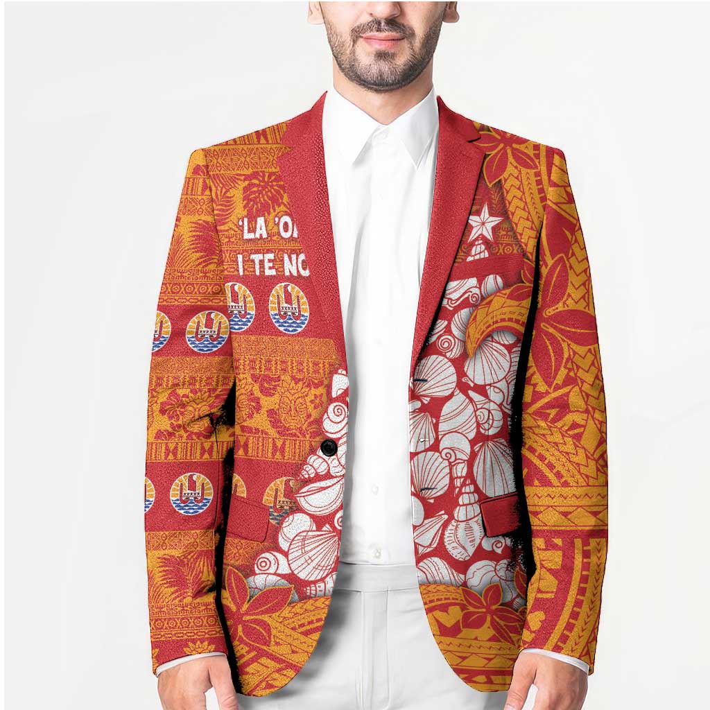 French Polynesia Christmas Blazer Seashell Xmas Tree Tribal Waves DT05 - Polynesian Pride