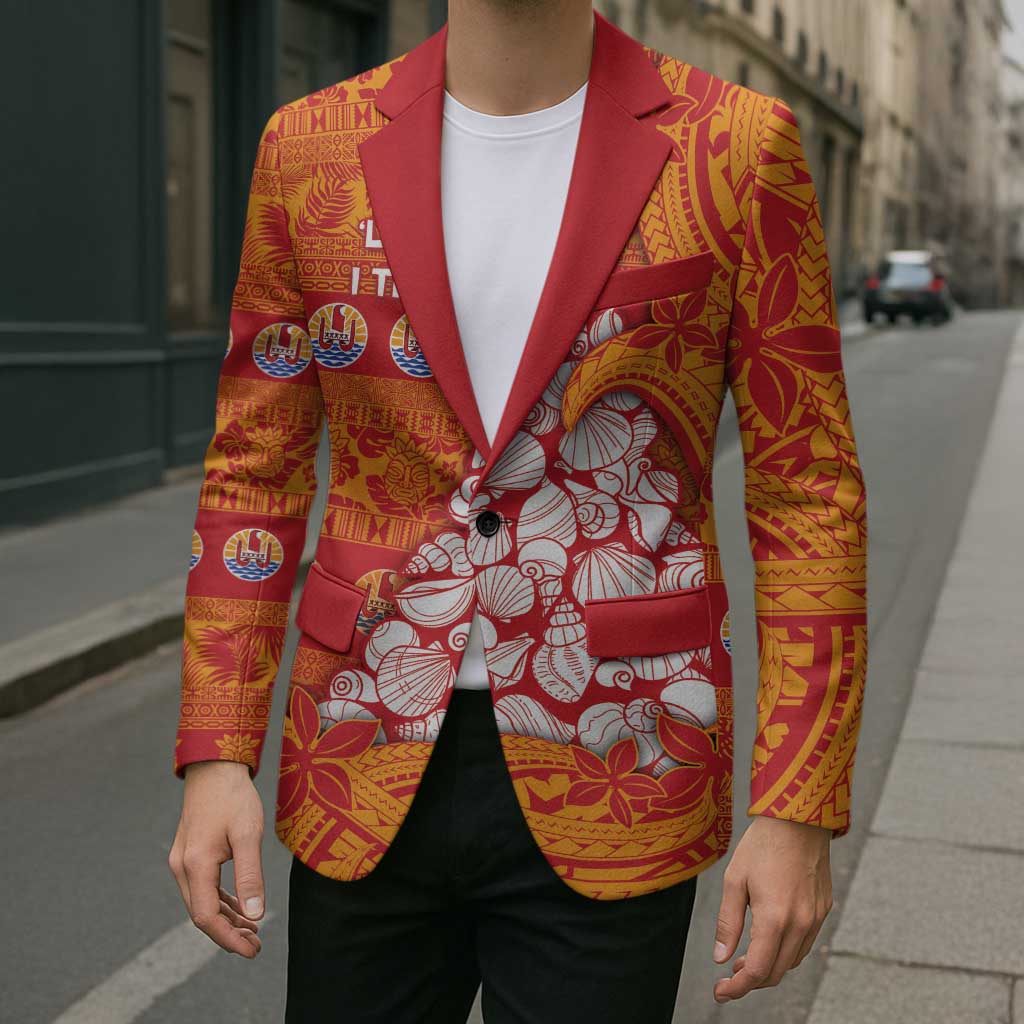 French Polynesia Christmas Blazer Seashell Xmas Tree Tribal Waves DT05 - Polynesian Pride