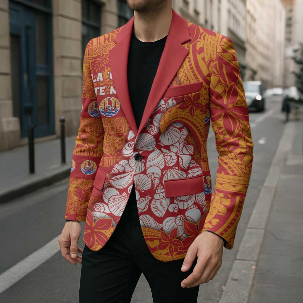 French Polynesia Christmas Blazer Seashell Xmas Tree Tribal Waves DT05 - Polynesian Pride