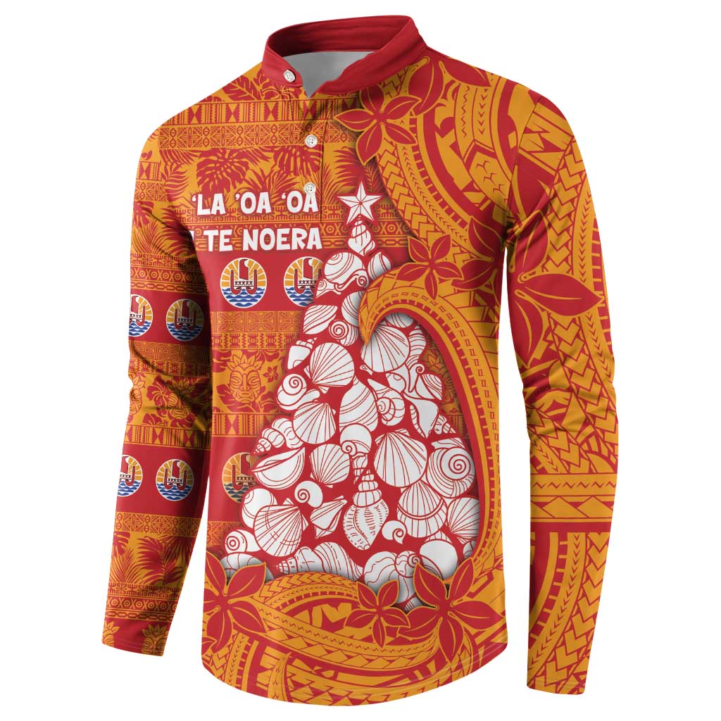 French Polynesia Christmas Button Sweatshirt Seashell Xmas Tree Tribal Waves DT05 - Polynesian Pride