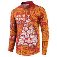 French Polynesia Christmas Button Sweatshirt Seashell Xmas Tree Tribal Waves DT05 - Polynesian Pride