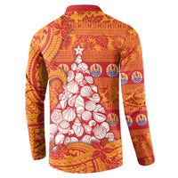 French Polynesia Christmas Button Sweatshirt Seashell Xmas Tree Tribal Waves DT05 - Polynesian Pride
