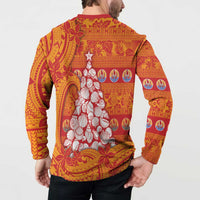 French Polynesia Christmas Button Sweatshirt Seashell Xmas Tree Tribal Waves DT05 - Polynesian Pride