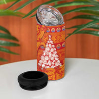 French Polynesia Christmas 4 in 1 Can Cooler Tumbler Seashell Xmas Tree Tribal Waves - Polynesian Pride