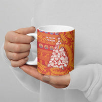 French Polynesia Christmas Ceramic Mug Seashell Xmas Tree Tribal Waves - Polynesian Pride