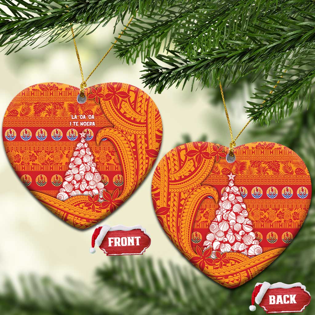 French Polynesia Christmas Ceramic Ornament Seashell Xmas Tree Tribal Waves - Polynesian Pride