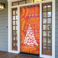 French Polynesia Christmas Door Cover Seashell Xmas Tree Tribal Waves - Polynesian Pride