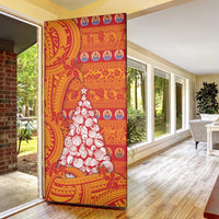 French Polynesia Christmas Door Cover Seashell Xmas Tree Tribal Waves - Polynesian Pride