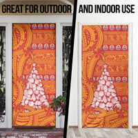 French Polynesia Christmas Door Cover Seashell Xmas Tree Tribal Waves - Polynesian Pride