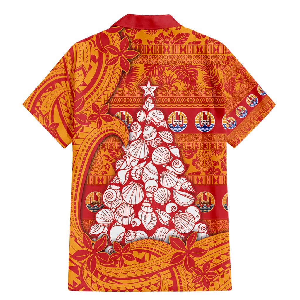 French Polynesia Christmas Family Matching Mermaid Dress and Hawaiian Shirt Seashell Xmas Tree Tribal Waves - Polynesian Pride