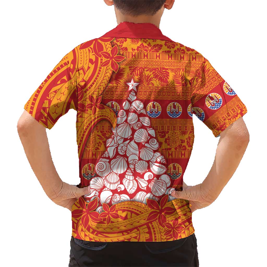 French Polynesia Christmas Family Matching Puletasi and Hawaiian Shirt Seashell Xmas Tree Tribal Waves DT05 - Polynesian Pride