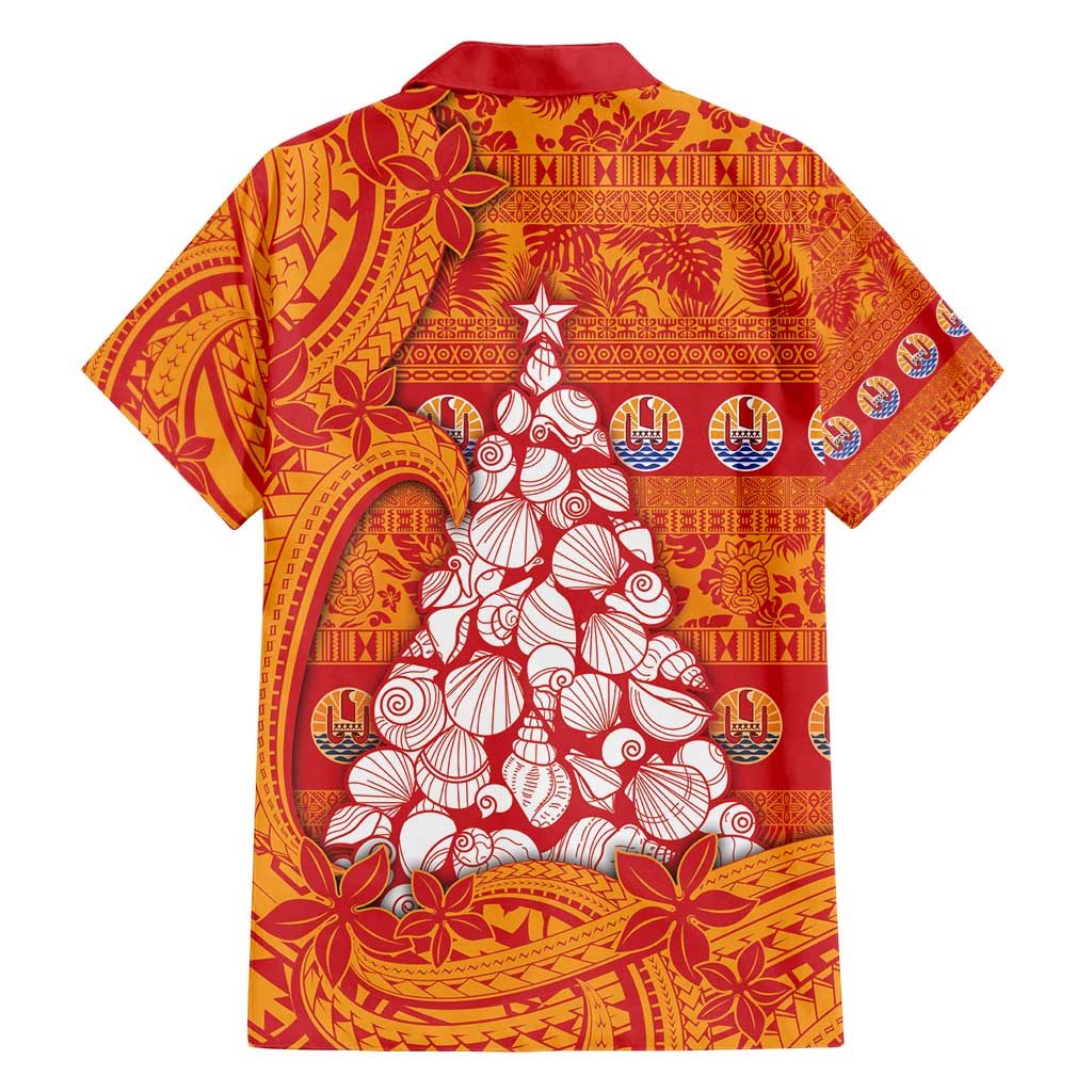 French Polynesia Christmas Family Matching Tank Maxi Dress and Hawaiian Shirt Seashell Xmas Tree Tribal Waves - Polynesian Pride