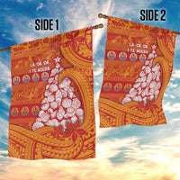 French Polynesia Christmas Garden Flag Seashell Xmas Tree Tribal Waves - Polynesian Pride