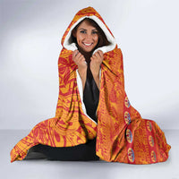 French Polynesia Christmas Hooded Blanket Seashell Xmas Tree Tribal Waves - Polynesian Pride