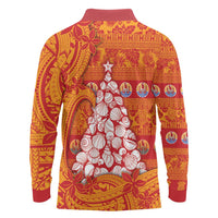 French Polynesia Christmas Long Sleeve Polo Shirt Seashell Xmas Tree Tribal Waves DT05 - Polynesian Pride