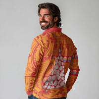 French Polynesia Christmas Long Sleeve Polo Shirt Seashell Xmas Tree Tribal Waves DT05 - Polynesian Pride