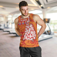 French Polynesia Christmas Men Tank Top Seashell Xmas Tree Tribal Waves DT05 Orange - Polynesian Pride