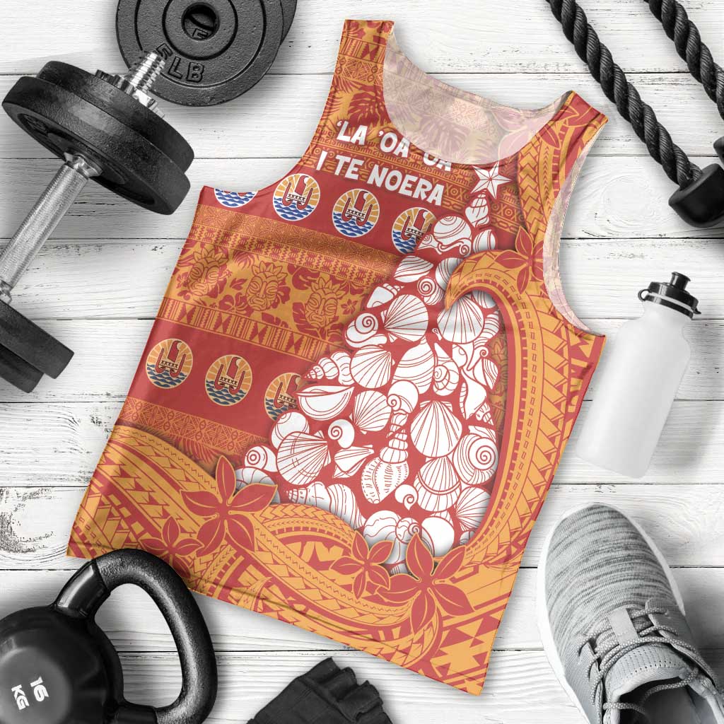 French Polynesia Christmas Men Tank Top Seashell Xmas Tree Tribal Waves DT05 - Polynesian Pride