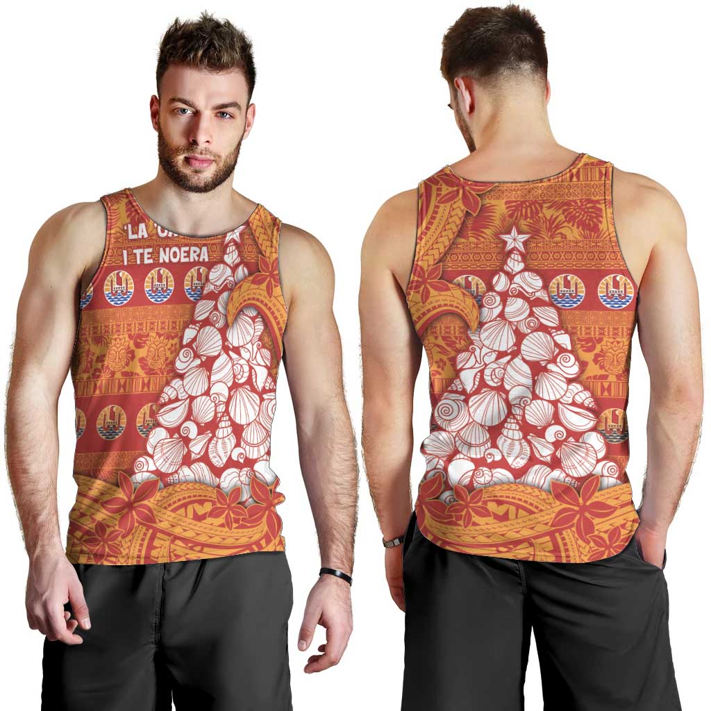 French Polynesia Christmas Men Tank Top Seashell Xmas Tree Tribal Waves DT05 - Polynesian Pride