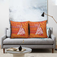 French Polynesia Christmas Pillow Cover Seashell Xmas Tree Tribal Waves - Polynesian Pride