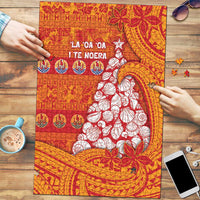 French Polynesia Christmas Puzzle Seashell Xmas Tree Tribal Waves DT05 Orange - Polynesian Pride