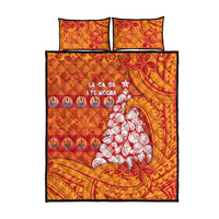 French Polynesia Christmas Quilt Bed Set Seashell Xmas Tree Tribal Waves - Polynesian Pride