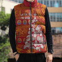 French Polynesia Christmas Sleeveless Puffer Jacket Seashell Xmas Tree Tribal Waves DT05 - Polynesian Pride