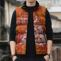 French Polynesia Christmas Sleeveless Puffer Jacket Seashell Xmas Tree Tribal Waves DT05 - Polynesian Pride
