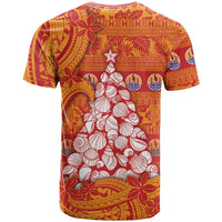 French Polynesia Christmas T Shirt Seashell Xmas Tree Tribal Waves - Polynesian Pride
