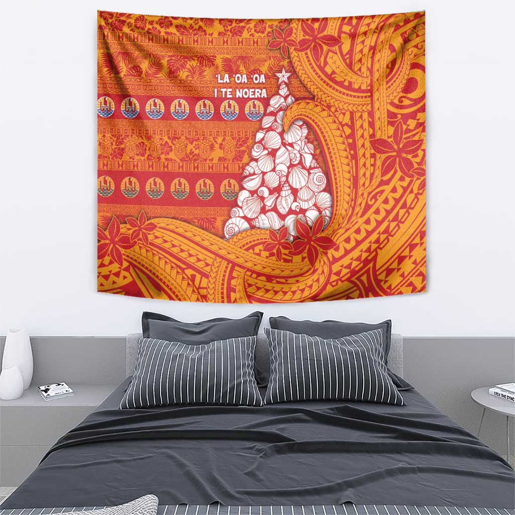 French Polynesia Christmas Tapestry Seashell Xmas Tree Tribal Waves DT05 - Polynesian Pride