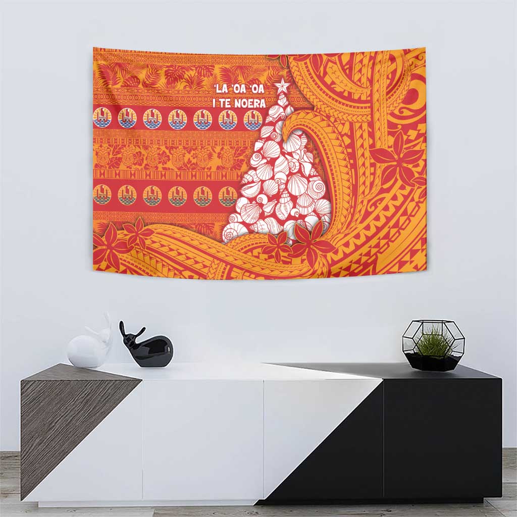 French Polynesia Christmas Tapestry Seashell Xmas Tree Tribal Waves DT05 - Polynesian Pride
