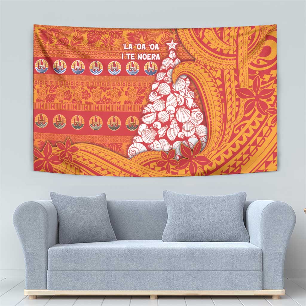 French Polynesia Christmas Tapestry Seashell Xmas Tree Tribal Waves DT05 - Polynesian Pride