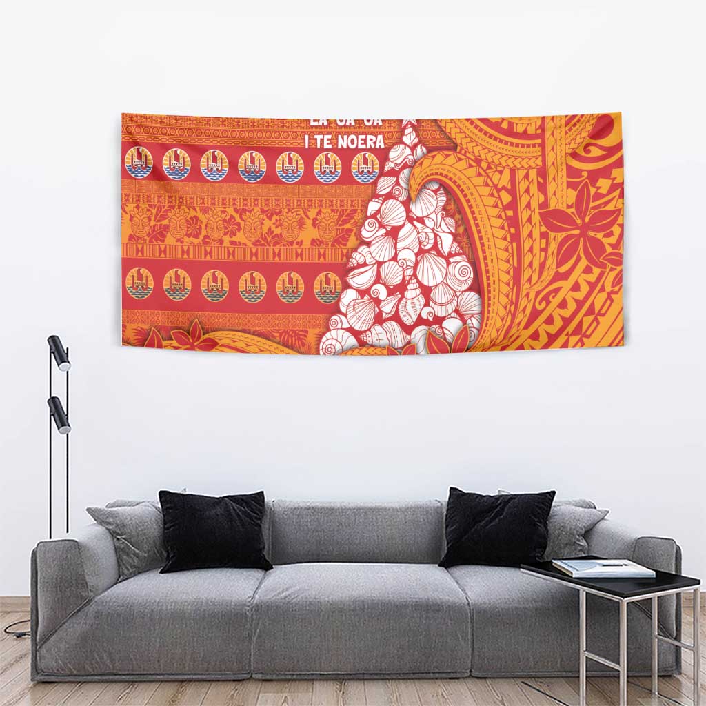 French Polynesia Christmas Tapestry Seashell Xmas Tree Tribal Waves DT05 - Polynesian Pride