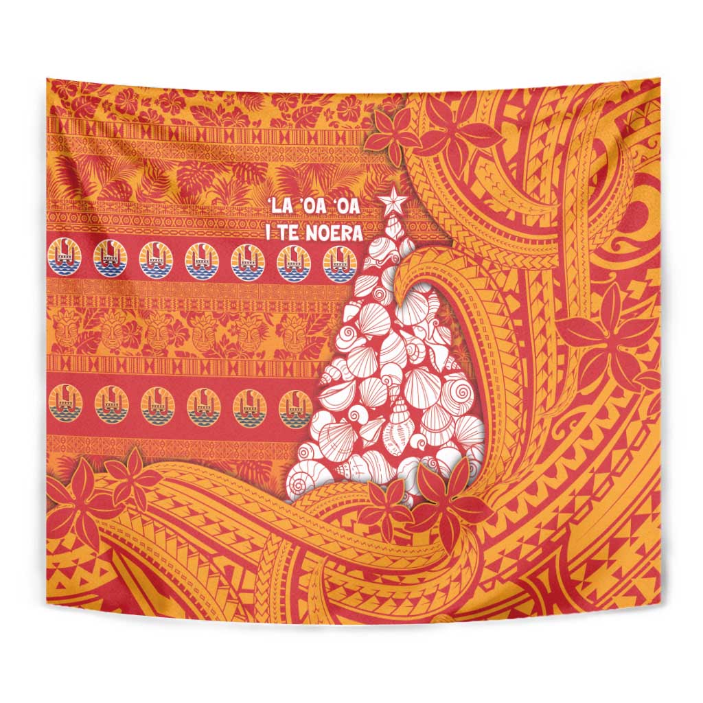 French Polynesia Christmas Tapestry Seashell Xmas Tree Tribal Waves DT05 - Polynesian Pride