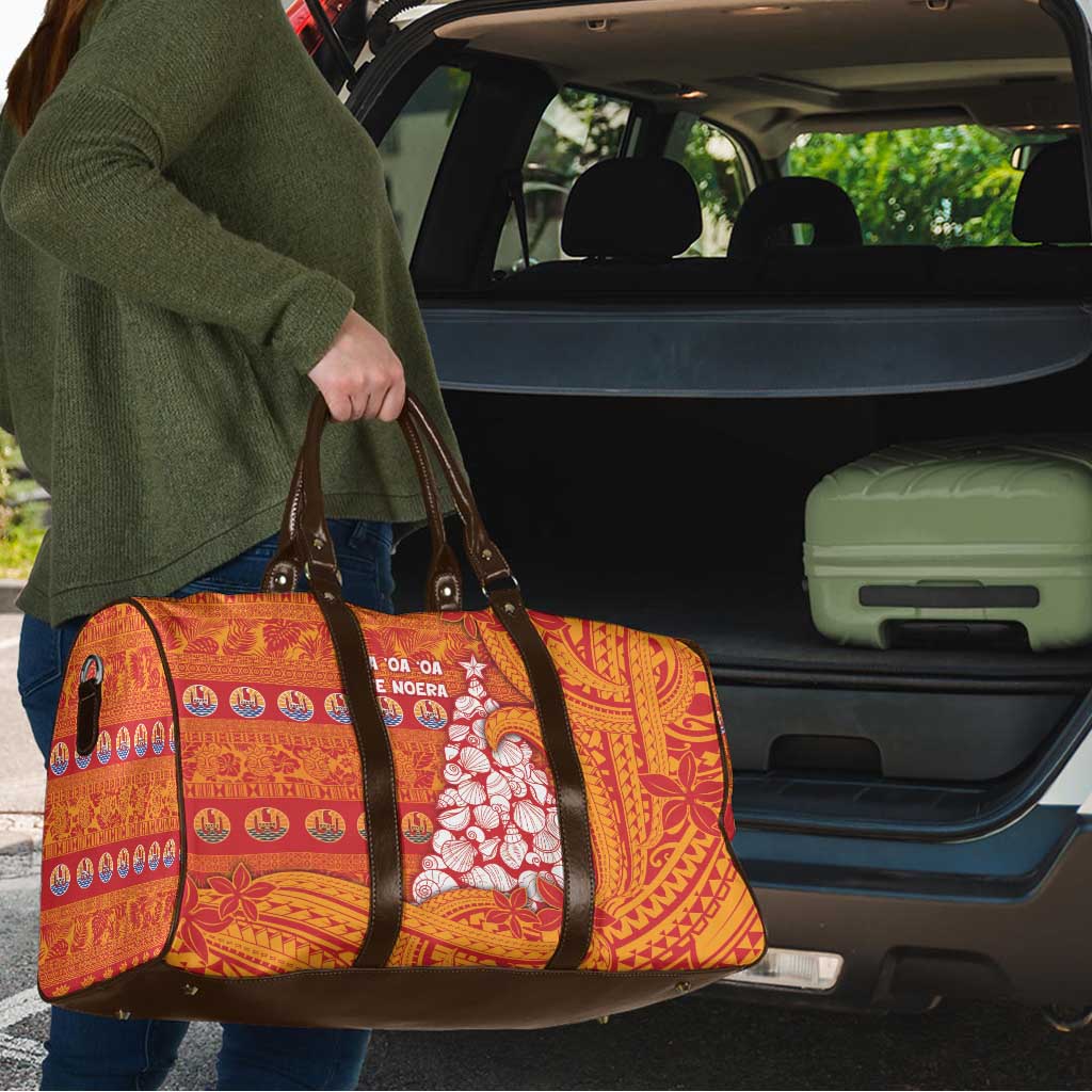 French Polynesia Christmas Travel Bag Seashell Xmas Tree Tribal Waves - Polynesian Pride