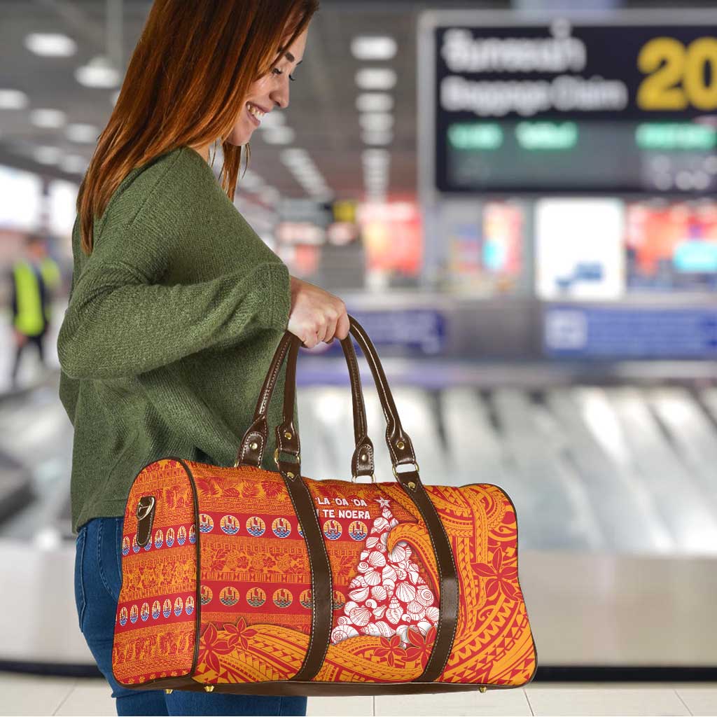 French Polynesia Christmas Travel Bag Seashell Xmas Tree Tribal Waves - Polynesian Pride